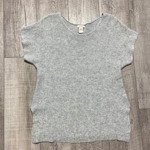 Sundance Large Women’s 100% Cashmere Ribbed Short Sleeve Sweater Top Gray